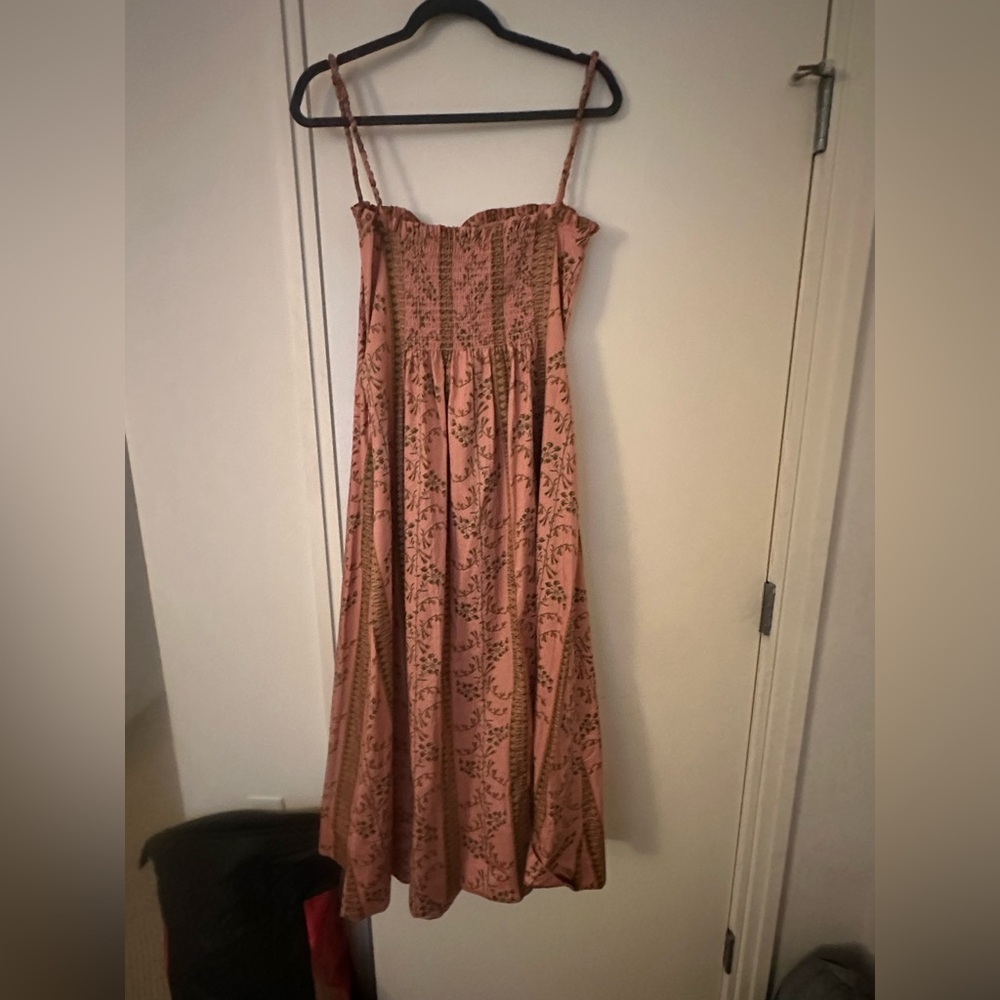Hill House Midi Dress in Pink with Olive Print - Picture 5 of 5